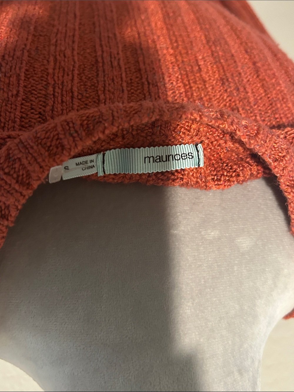 Maurices Rust Orange V-Neck Ribbed Sweater with Button - Picture 6 of 6